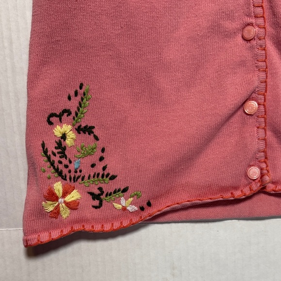 BETSEY JOHNSON Y2K Black Label Pink Floral Embroidered Scoop Neck Cardigan M - Picture 7 of 14